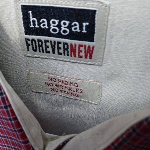 Haggar men's sz XL short sleeve button red plaid c - Picture 4 of 9